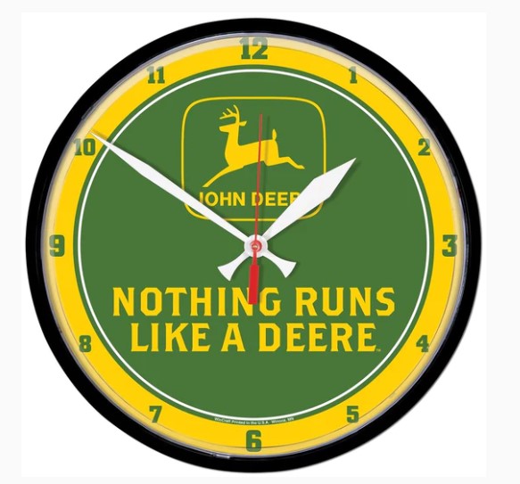 John Deere Yellow Nothing Runs Like A Deere Logo Clock