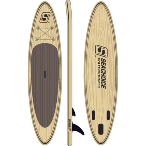 SeaChoice Inflatable Stand-Up Paddle Board Package 10'6" Woodgrain