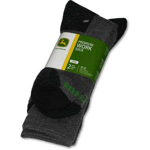 John Deere Men's 2 Pack Crew Sock Grey