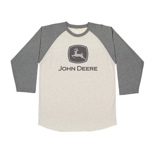 John Deere Youth Boys Baseball Grey and White Tee