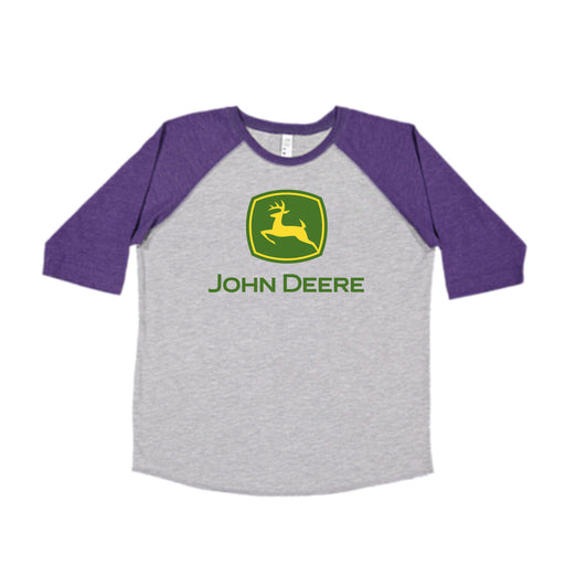 John Deere Youth Girls Baseball Purple Tee