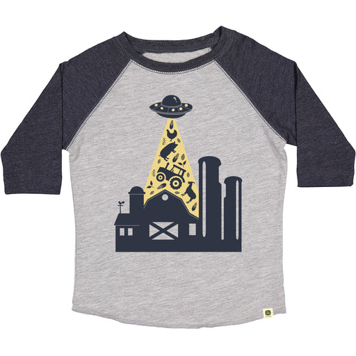 John Deere Boy's Grey UFO Baseball Tee