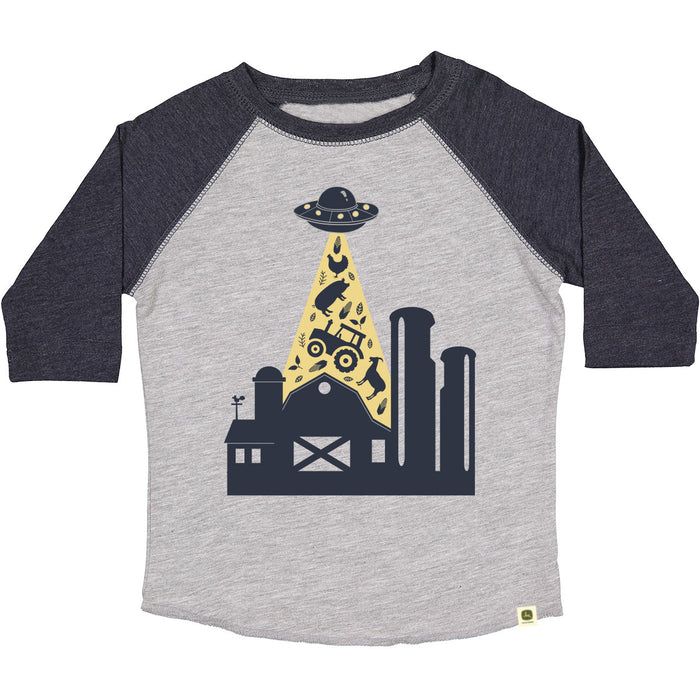 John Deere Boy's Grey UFO Baseball Tee