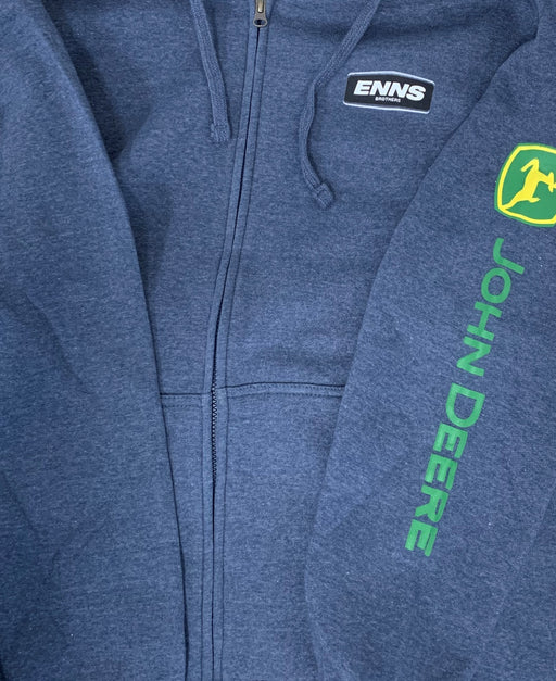 Men's John Deere Navy Full Zip Hoodie w Enns Brothers Logo