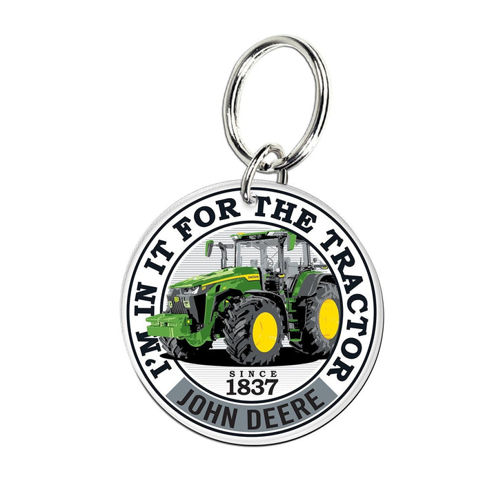 White Im In It For Tractor John Deere Key Ring