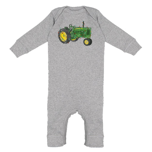 Infant Unisex Grey John Deere Christmas Tractor Onesie