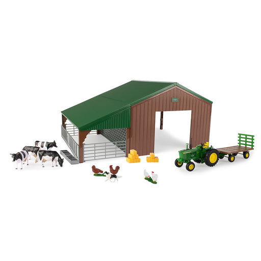 John Deere 1/32 Dual Purpose Building with 4020 Tractor, Wagon and Animals